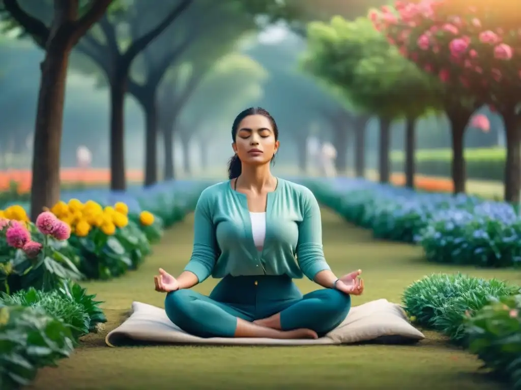 Persona practicando mindfulness en un parque de Uruguay, transmitiendo tranquilidad y manejo efectivo de la ansiedad