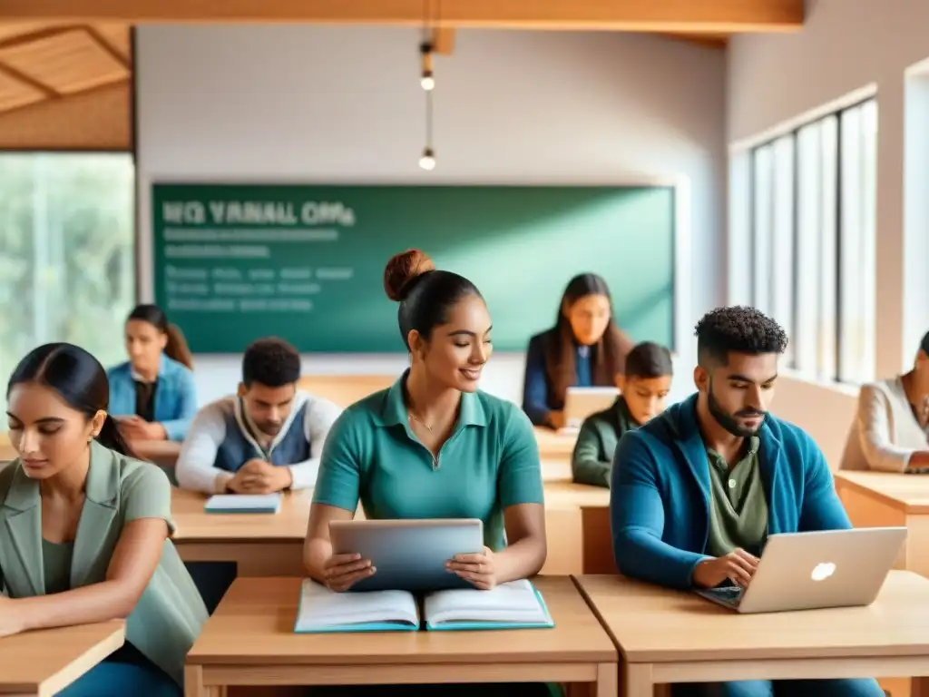 Plataformas educativas promueven bienestar integral en aula moderna de Uruguay