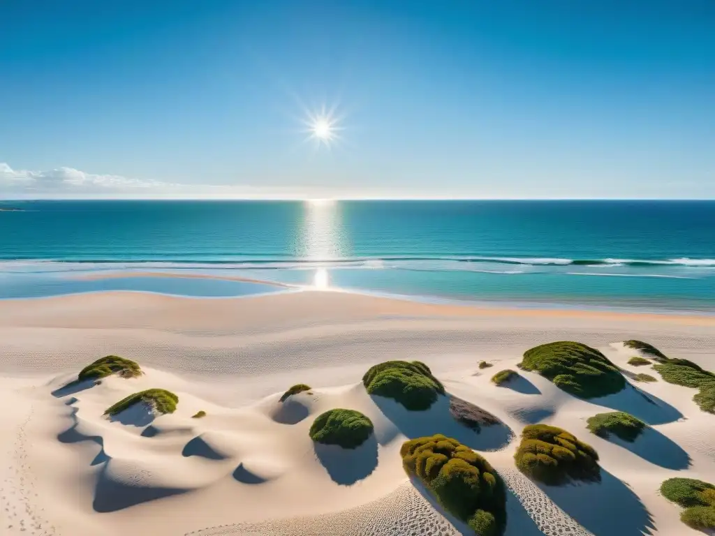 Playa serena en Punta del Este, Uruguay, con aguas turquesas y arena dorada