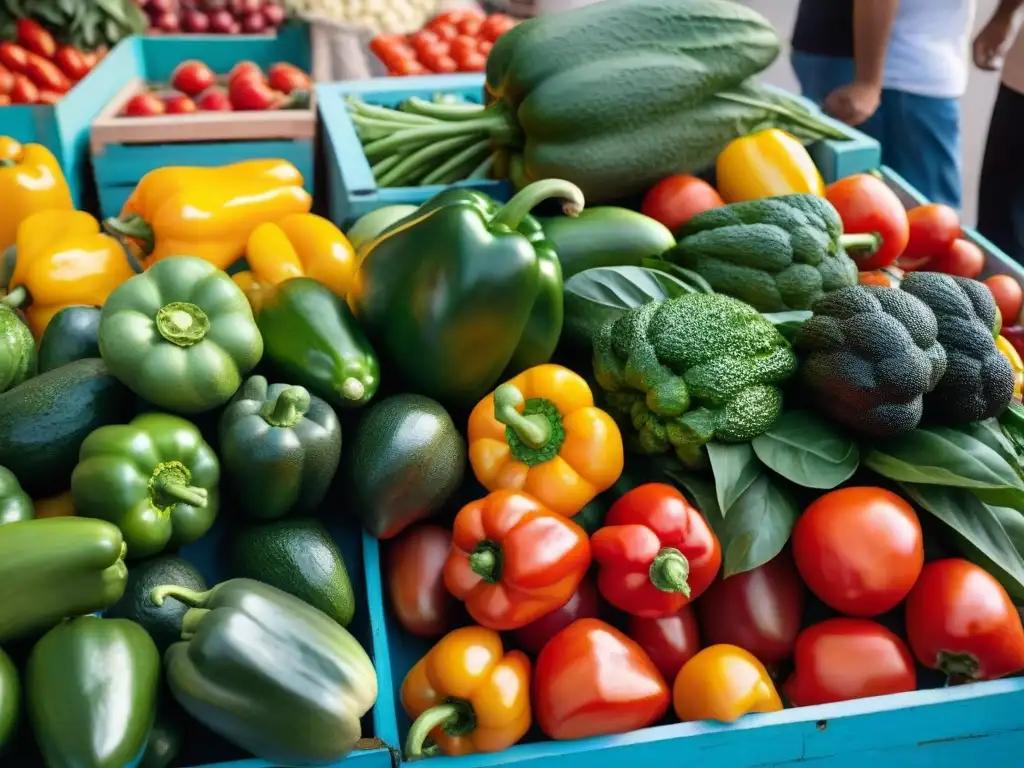 Un puesto de mercado uruguayo rebosante de alimentos antiinflamatorios coloridos