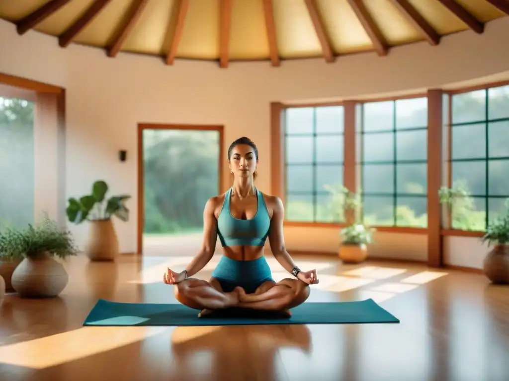 Retiro de bienestar en Uruguay: centro wellness al aire libre con vistas panorámicas y prácticas de yoga y meditación