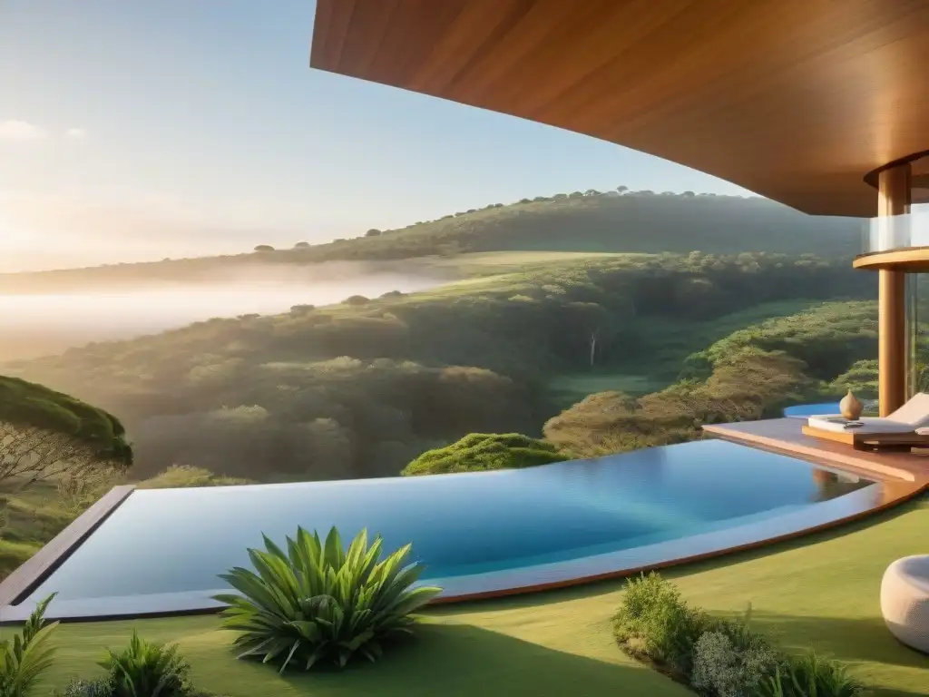 Retiro de bienestar en Uruguay: Spa lujoso rodeado de naturaleza, piscina infinita y clase de yoga al atardecer