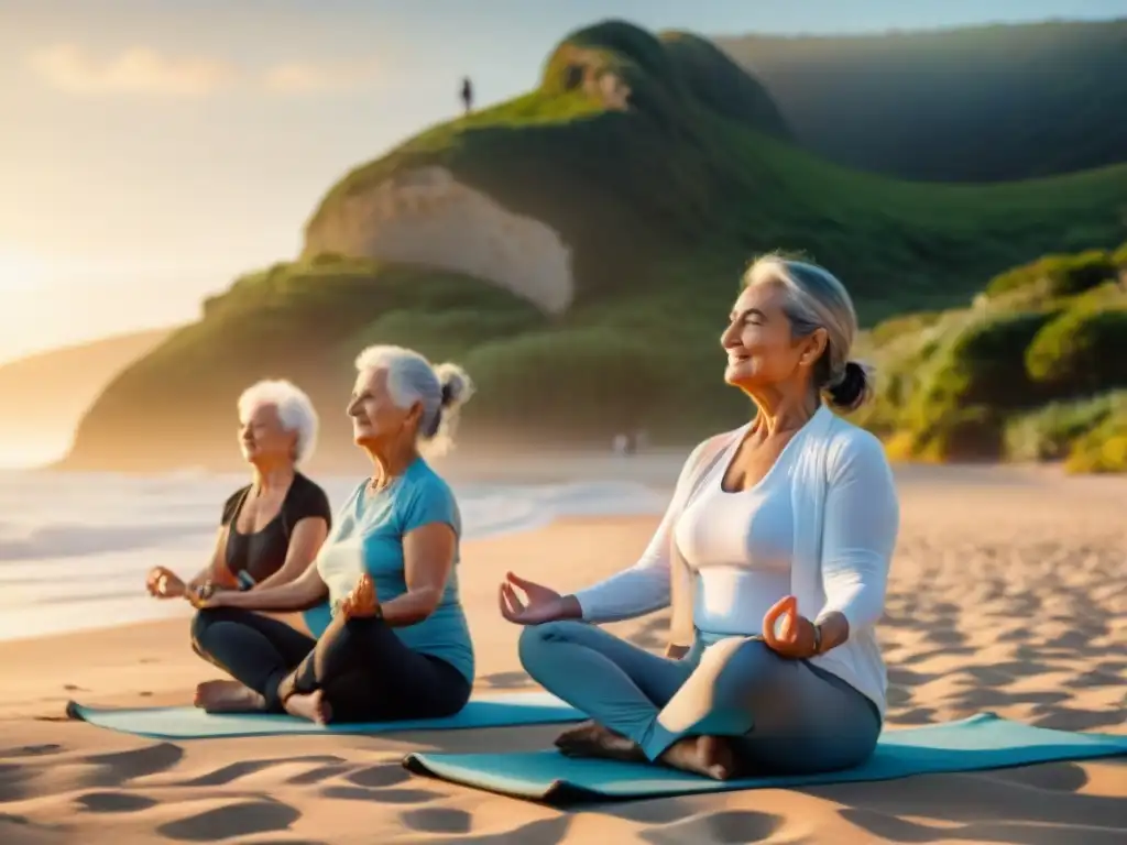 Retiro de bienestar para la tercera edad en la playa de Uruguay