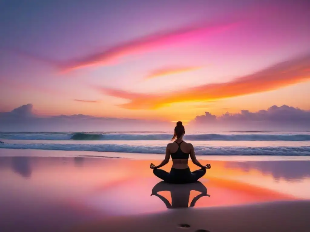 Un retiro de bienestar en Uruguay transformando vidas, con yoga al atardecer en la playa