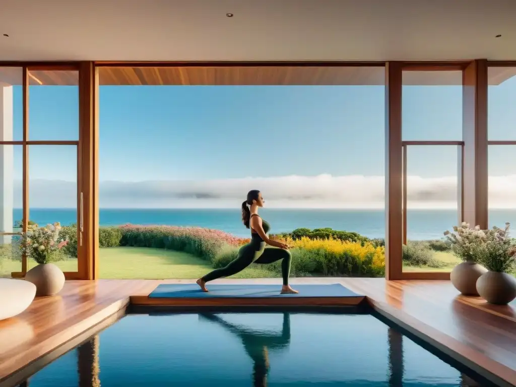 Retiro integral de bienestar en Uruguay: jardín exuberante, yoga junto al mar, meditación y tai chi en armonía moderna y natural