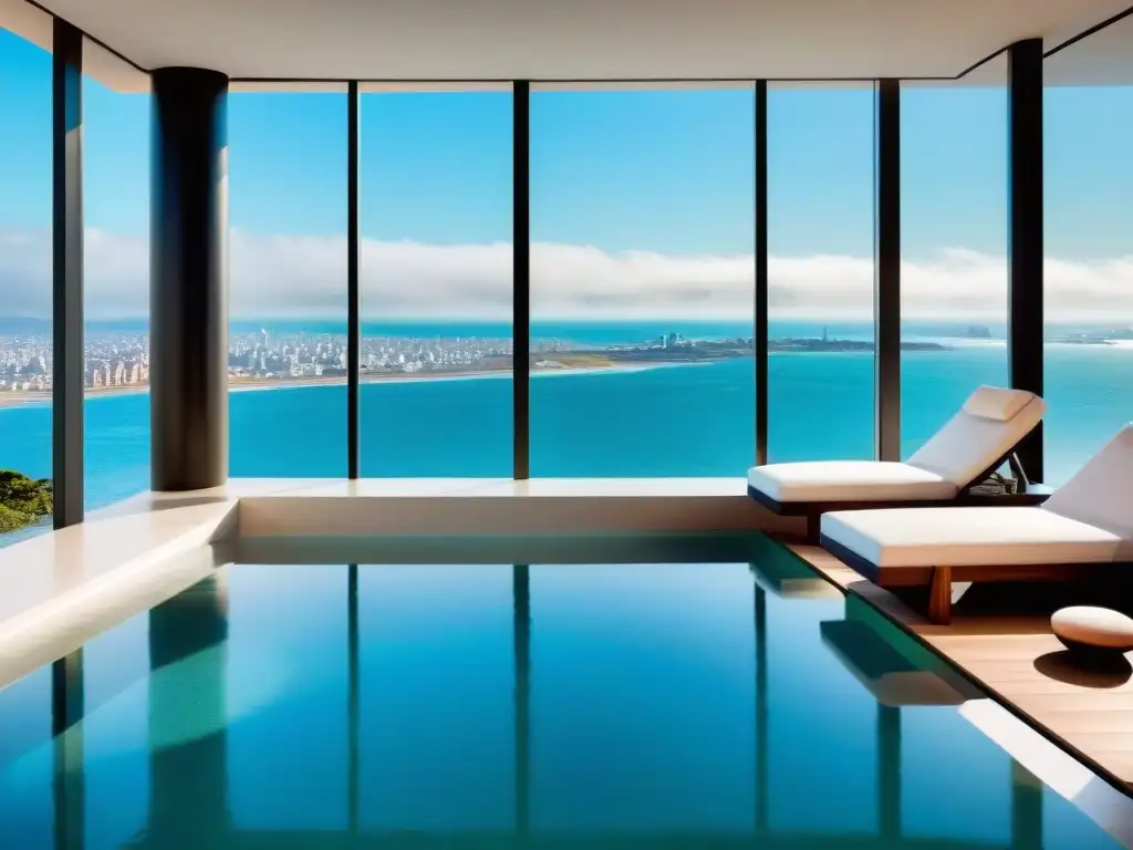 Retiros de bienestar en Montevideo, Uruguay: Spa moderno con vista panorámica al mar y diseño minimalista