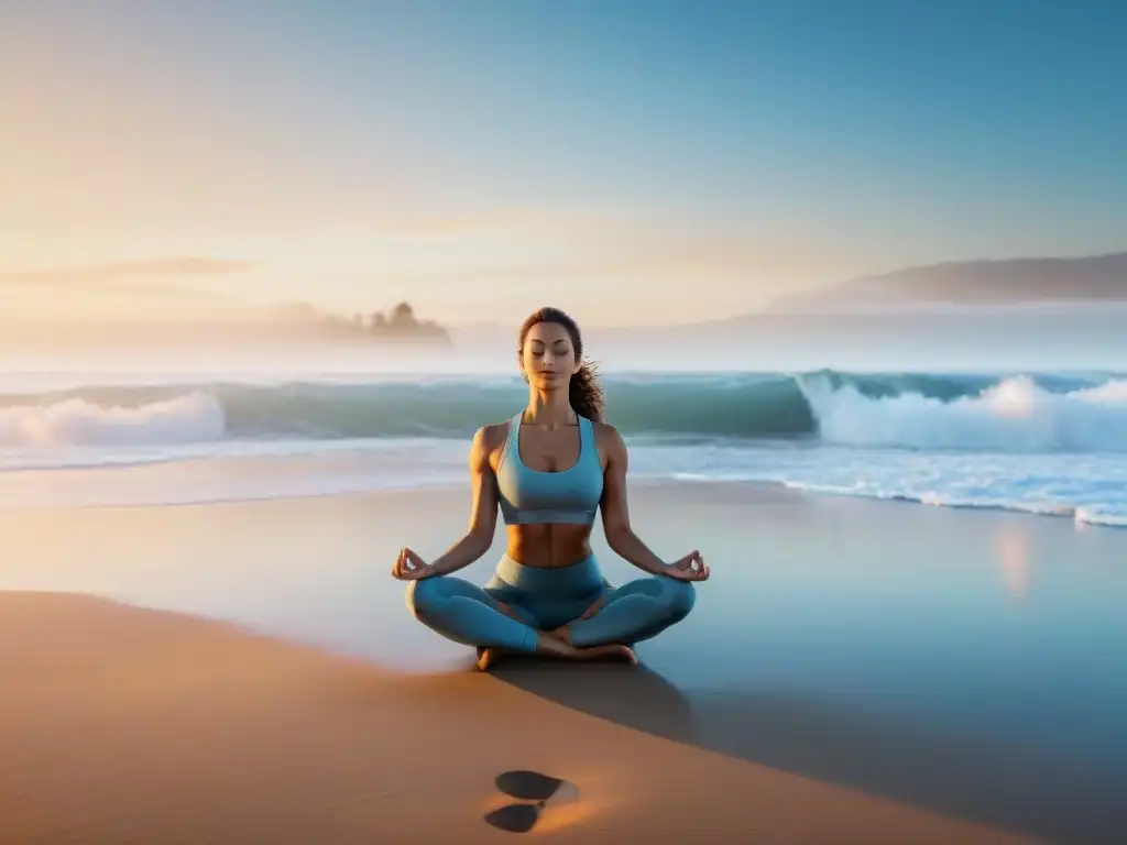 Practica yoga al amanecer en Rocha, conecta con la naturaleza y la paz interior en la playa