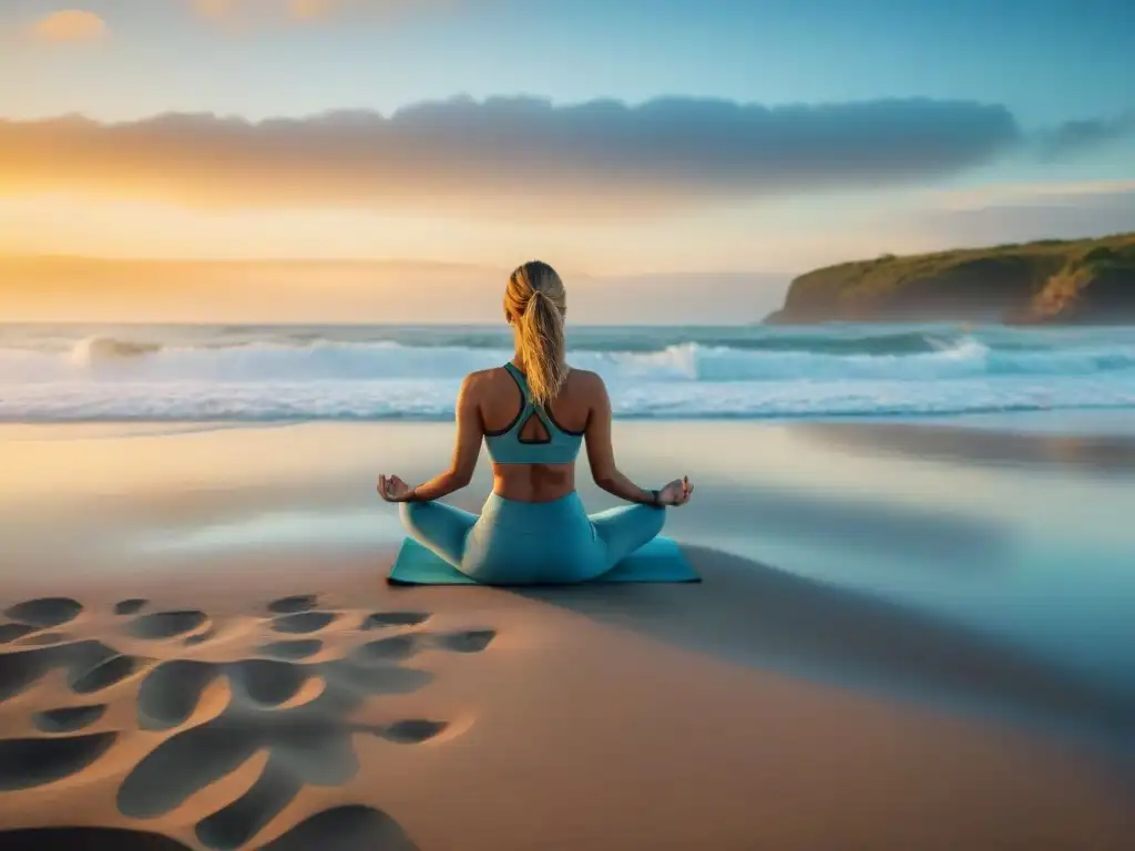 Amanecer sereno en una playa de Uruguay, con equilibrio entre naturaleza y tranquilidad