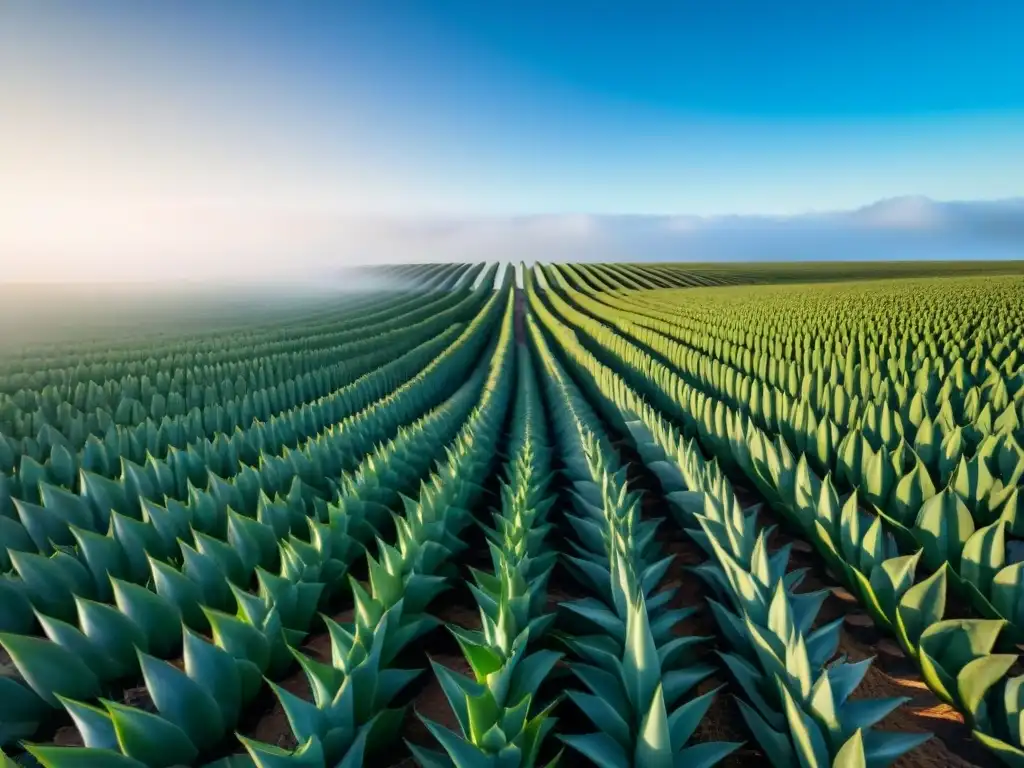 Plantación de aloe vera en Uruguay bajo el sol, símbolo de prácticas ecoamigables para bienestar en Uruguay