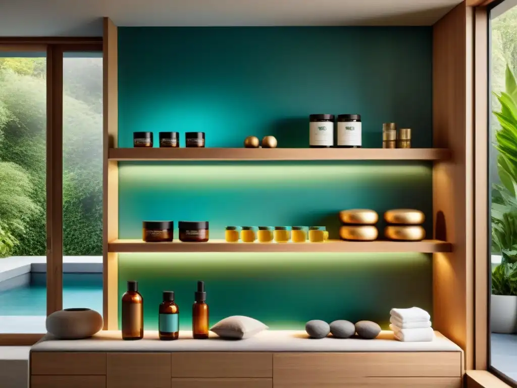 Un spa moderno con decoración minimalista y suplementos naturales para bienestar mental