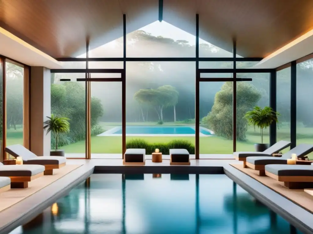 Un spa sereno en Uruguay con arquitectura moderna, piscina cristalina y ambiente relajante