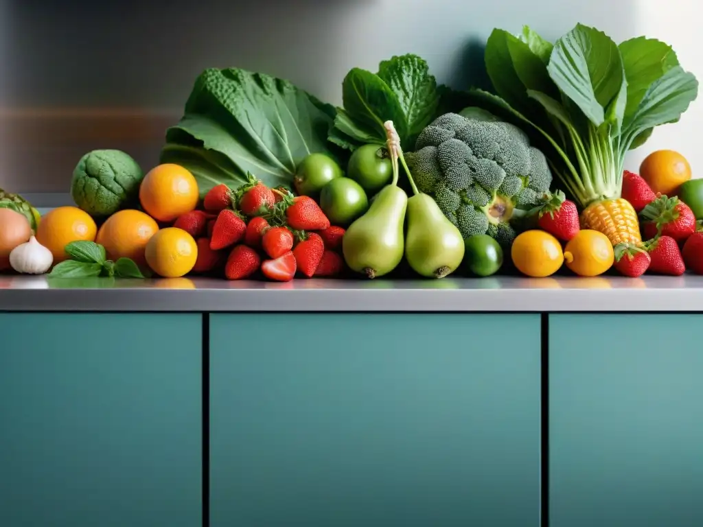 Una tentadora exhibición de frutas y verduras uruguayas, transmitiendo frescura y salud