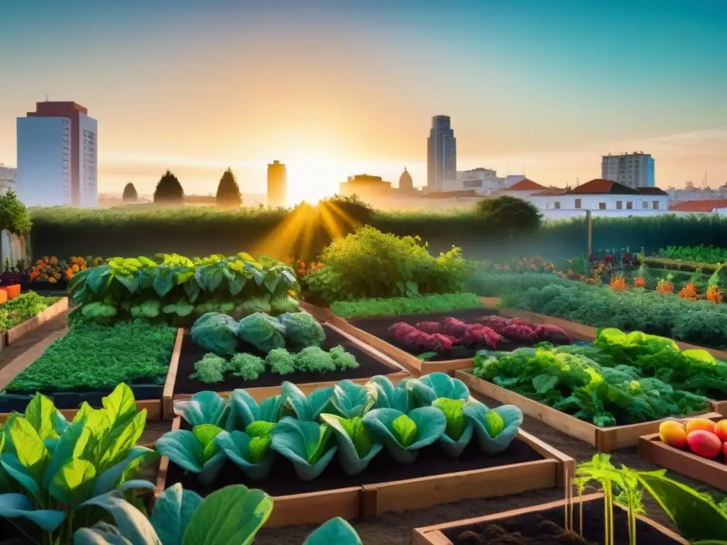 Un jardín urbano vibrante en Uruguay donde huertas urbanas promueven bienestar comunitario