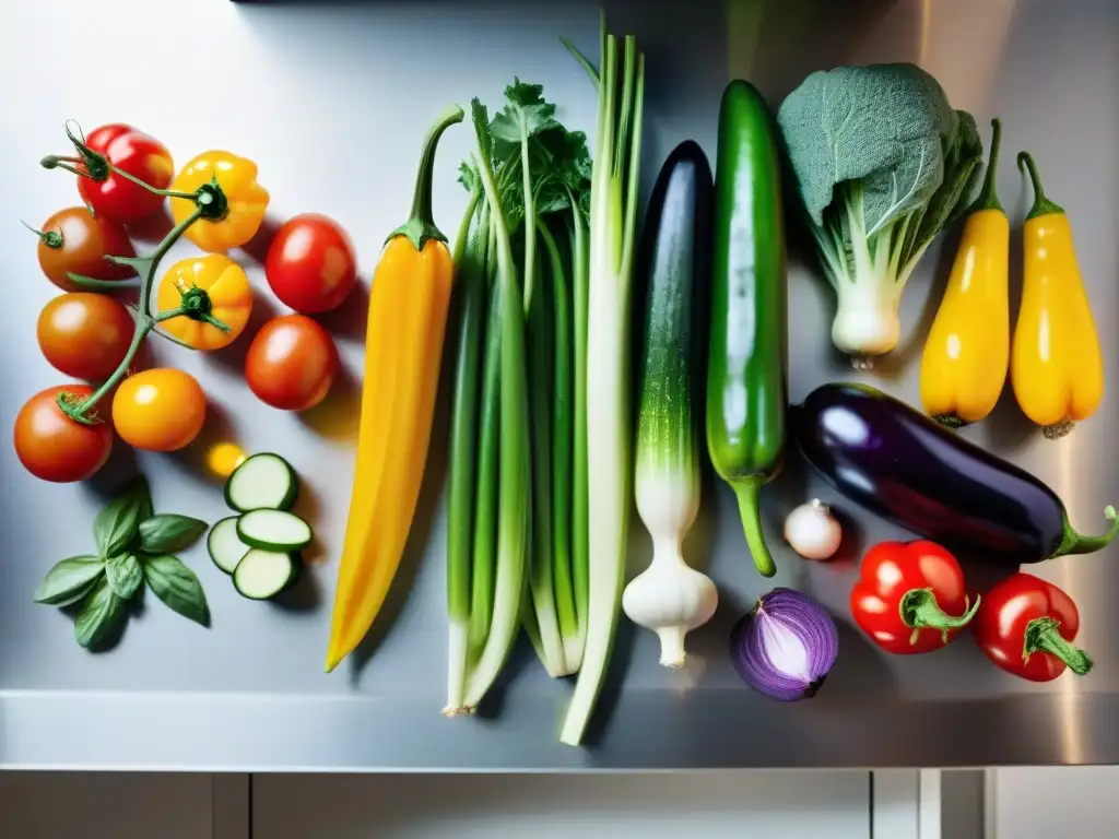 Variedad de vegetales coloridos en cocina moderna para recetas cocina baja sodio en Uruguay