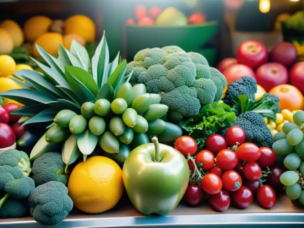 Variedad vibrante de productos saludables en mercado de Uruguay