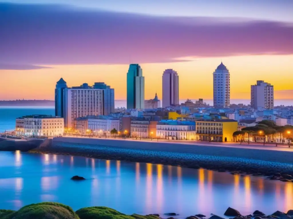 Un Montevideo vibrante al atardecer, reflejo de la psicología positiva en Uruguay