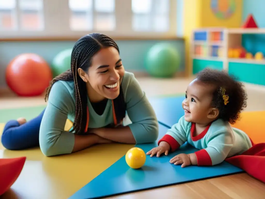 Vibrante centro infantil en Uruguay fomentando el desarrollo infantil comunitario con educadores y niños de diversas etnias