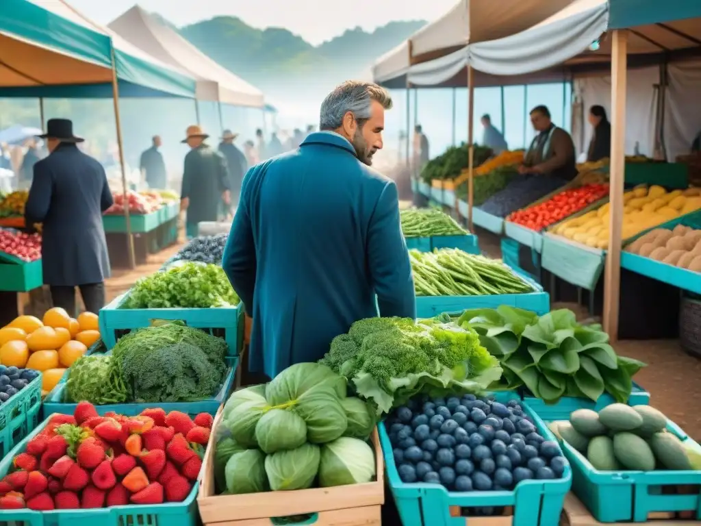 Un vibrante mercado de agricultores en Uruguay con alimentos frescos para potenciar la mente