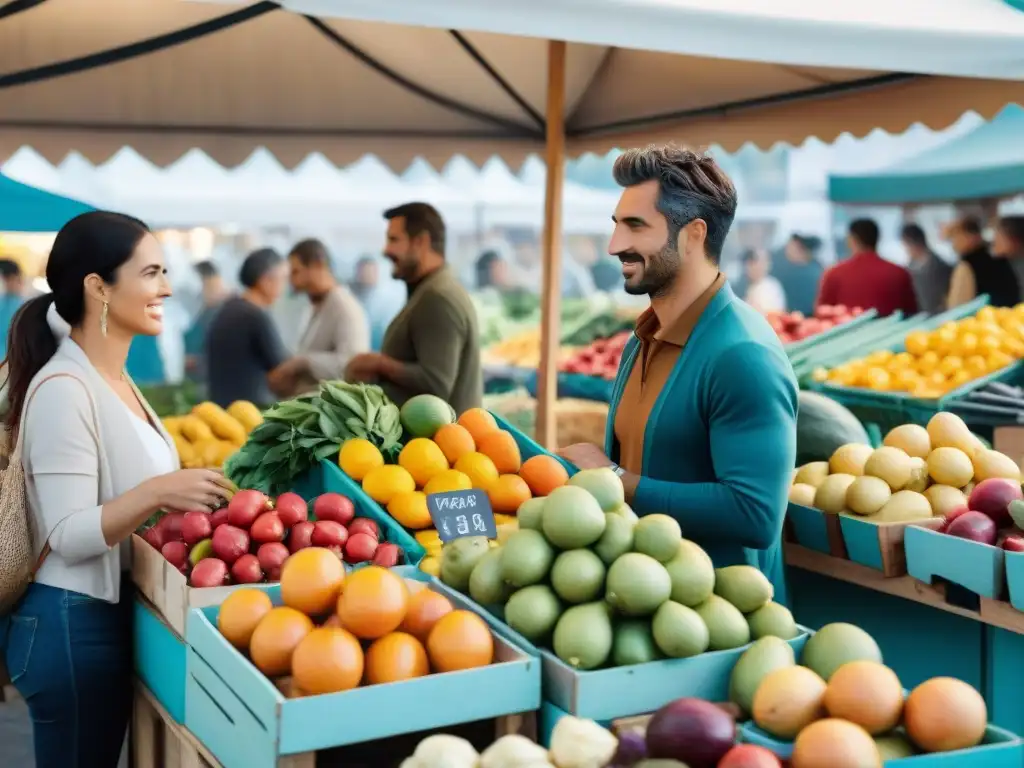 Un vibrante mercado de alimentos en Uruguay, promoviendo la conexión entre consumidores y alimentos funcionales para bienestar uruguayo