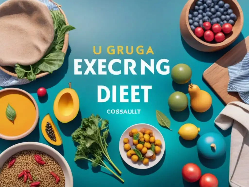 Una ilustración vibrante y moderna de la dieta uruguaya, promoviendo bienestar integral y gestionando la diabetes