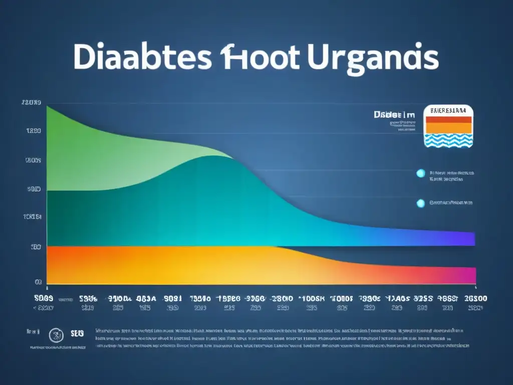 Infografía vibrante sobre la prevención de diabetes en Uruguay con gráficos coloridos y estadísticas impactantes