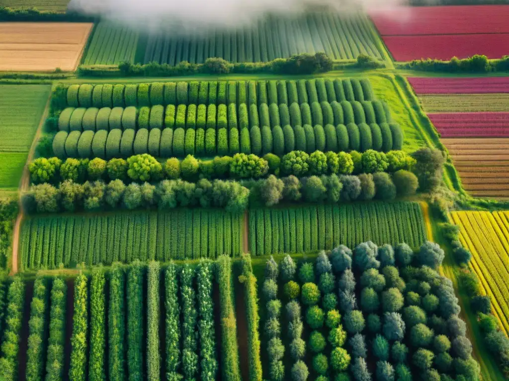 Vista aérea de campos uruguayos con cultivo de hierbas, destacando los beneficios de suplementos de hierbas uruguayas