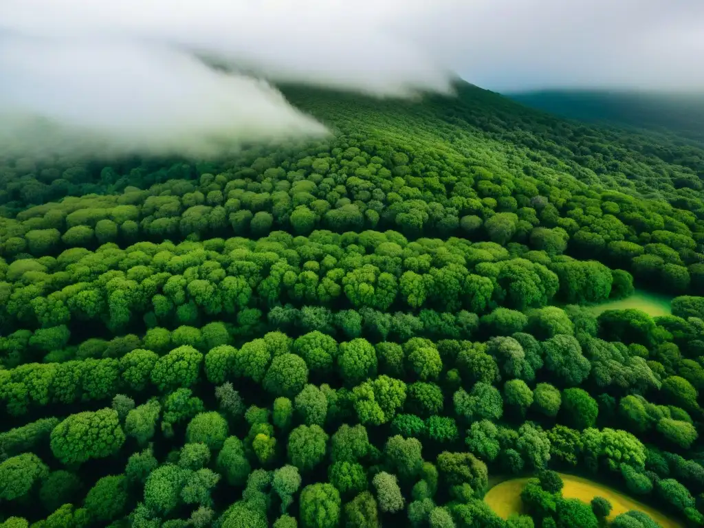 Vista aérea de la exuberante naturaleza de las áreas protegidas en Uruguay, resaltando la importancia de la conservación