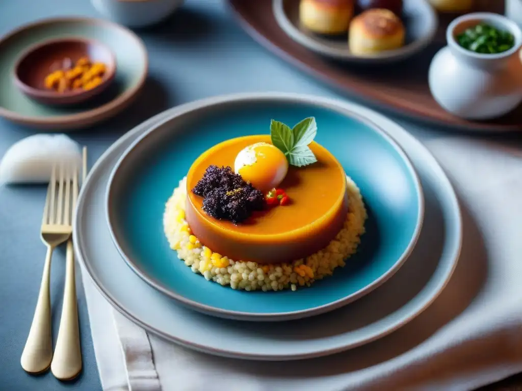 Delicia uruguaya: arte culinario en alta resolución Una vista detallada y colorida de un plato tradicional uruguayo, resaltando la conexión emocional a través de la comida