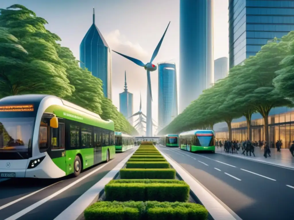 Vista futurista de una ciudad sostenible en economía circular cambio climático Uruguay