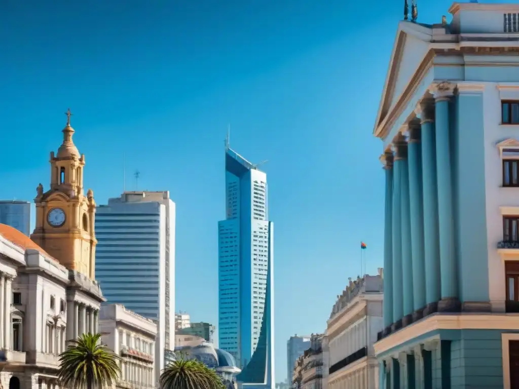 Vista panorámica del bullicioso distrito financiero de Montevideo, Uruguay