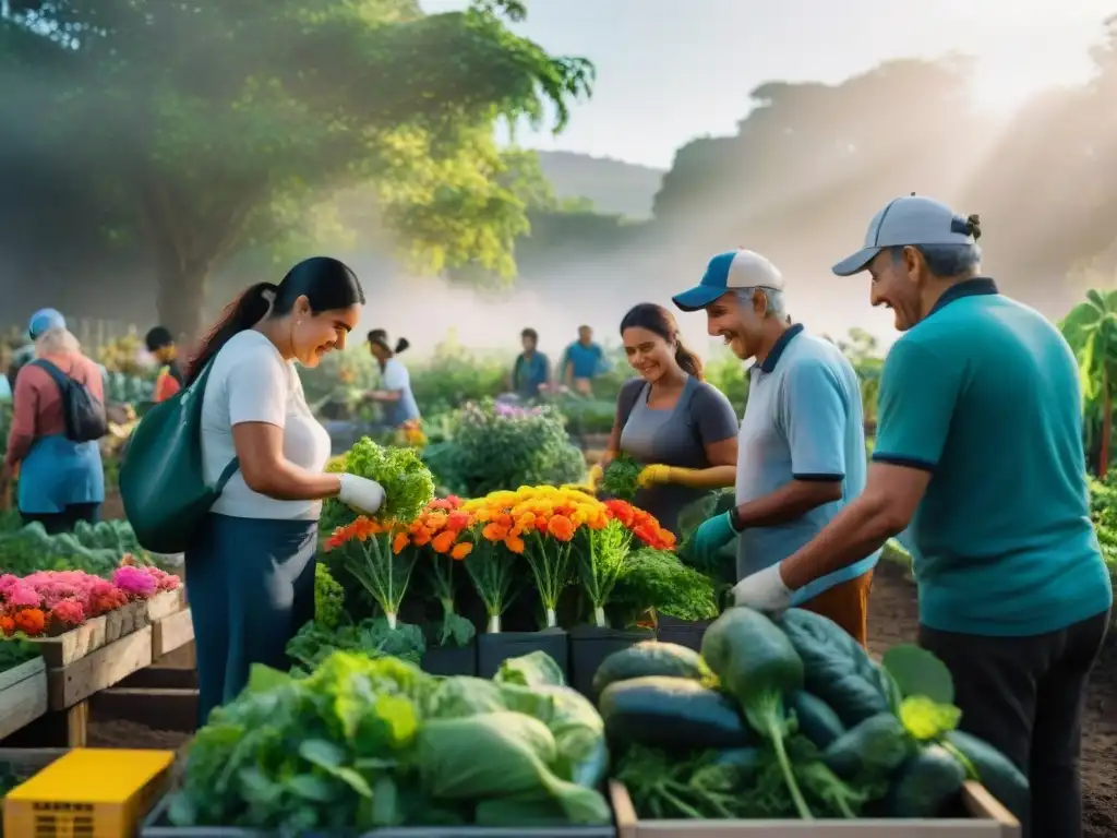 Voluntariado fortalece comunidades en Uruguay: Voluntarios cuidan jardín comunitario, unidos y coloridos