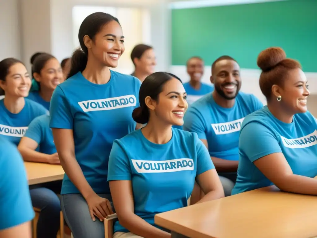 Voluntarios en Educación Uruguay colaboran con niños en experimento científico en aula vibrante