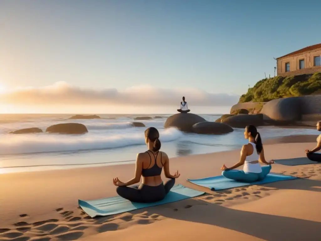 Práctica de yoga y Tai Chi al amanecer en la playa de Uruguay, con beneficios para cuerpo y mente